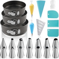 Ensemble de 122 moules à gâteaux antiadhésifs en acier au carbone (7/8/9 pouces) avec 100 poches à douille, plateau tournant pour gâteaux et accessoires de décoration de desserts