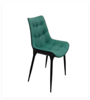 Chaise de salle à manger pliable de qualité commerciale robuste en acier inoxydable moderne écologique avec coussin en tissu vert boutonné