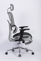VANBOW Chaise de bureau ergonomique à dossier haut, moderne et classique, en tissu maillé, avec repose-pieds en mode visiteur