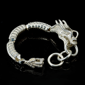 Unique Design Dragon <strong>Bracelet</strong> for Men <strong>Solid</strong> 925 Sterling <strong>Silver</strong> Three Dragon Body Link Chain Adjustable Length <strong>Bracelet</strong> - Product Image 3