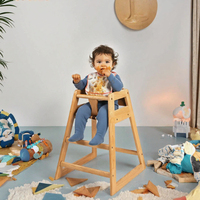 Chaise haute empilable de style restaurant en bois pour bébés et tout-petits