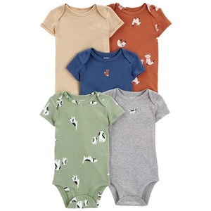 5-delige set baby rompertjes met korte mouwen, unisex, newborn, met cartoonprint, peuter outfit - Product Image 6