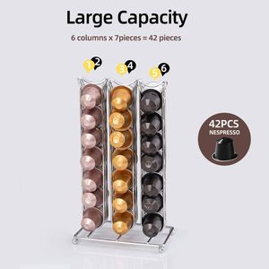 Cà phê <span class=keywords><strong>Pod</strong></span> Capsule chủ cho 42 cái Nespresso cà phê viên nang hiển thị Pods đứng kệ, cà phê viên nang lưu trữ giá Chrome - Product Image 2