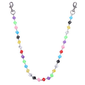 Cadena de cintura unisex con dados acrílicos coloridos, cadena corporal de una sola capa para uso diario. - Product Image 5