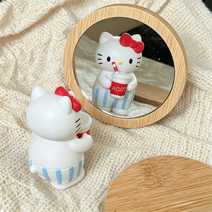 Bamboo Round Mini Makeup <b>Mirror</b> Portable Aluminum Lens Makeup <b>Mirror</b> For Travel And Personal Gift - Product Image 3