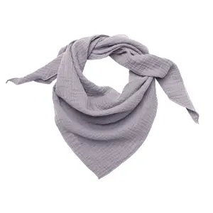 wholesale custom your design well made print plain premium soft winter double layer gauze muslin cotton bandana kids scarf