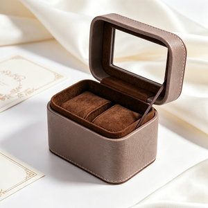 Flip Open PU Leather <b>Watch</b> Box 2-Slot Transparent Window Display <b>Case</b> for <b>Watches</b> Jewelry Gift Storage Organizer - Product Image 3