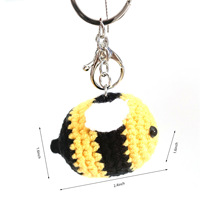 Porte-clés en crochet doré, adorable abeille tricotée, pendentif en peluche pour femme, breloque de sac en forme d'insecte faite à la main, cadeau de Saint-Valentin