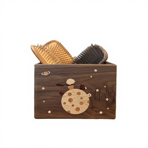 Cestino Portaoggetti Creativo a Forma di <span class=keywords><strong>Pianeta</strong></span> Saturno, Scatola Rettangolare in <span class=keywords><strong>Legno</strong></span> Massiccio per la Casa, Nero - Product Image 1