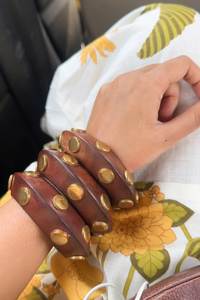 Bracelets en bois peint plaqué argent rétro, thème ange, style moderne punk hip hop, ensemble de bijoux pour hommes et femmes - Product Image 2