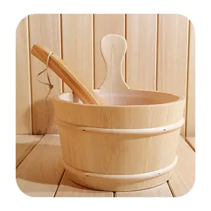 Sauna Accessories Wooden Sauna Spa Bucket And Spoon Finland Sauna Room Bucket