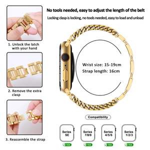Bracelet de montre en acier inoxydable gagnant-gagnant pour femmes <span class=keywords><strong>Apple</strong></span> <span class=keywords><strong>Watch</strong></span> Series 10 9 8 7 <span class=keywords><strong>6</strong></span> 5 Ultra 2 Bracelet de remplacement en métal Bracelet Bracelet - Product Image 4