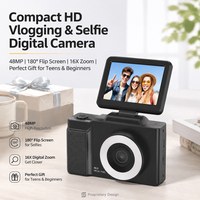 Cámara Retro 1080P con Pantalla Giratoria IPS de 2.8 Pulgadas, 48MP, AF, Triple LED, Zoom 7.1x-16x, Estabilización de Imagen, Grabadora para Principiantes