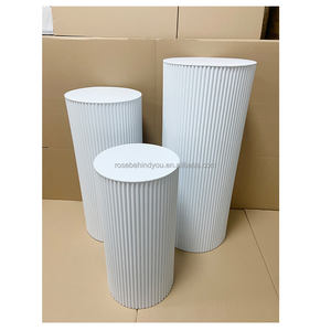 Set kustom baru 3 buah Harga Murah pernikahan tiang alas putih logam bundar silinder dudukan kue untuk dekorasi pesta ulang tahun - Product Image 3