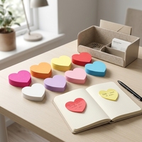 Blocs-notes adhésifs en forme de cœur, feuilles de notes adhésives colorées pour la décoration de bureau