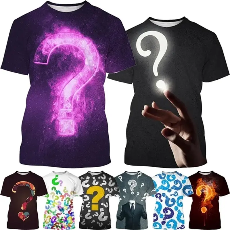 Neuer Stil Kunst Fragezeichen 3D gedrucktes Kurzarm-T-Shirt für Herren und Damen lustige Freizeitstraßenbekleidung T-Shirts Herrenbekleidung