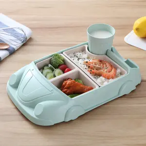 Hot Bán Phân Hủy Sinh Học New Kids Bộ Đồ Ăn Trẻ Em Sợi Tre Nhựa Bé Tấm Cup Dinner Set Bộ Đồ Ăn