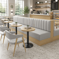 Canapé-banc haut de gamme pour café-restaurant, mobilier commercial pour café et hôtel, banquette vert pâle, ensemble table et chaises en bois
