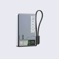 Batterie externe magnétique ultra-mince Li-Polymère 5000/10000mAh avec logo personnalisé, support, affichage LED et charge rapide 15W/22.5W pour mobile