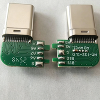 Connecteur USB 3.0 Type-C mâle à angle droit 90 degrés pour PCB, charge rapide PD 100W, soudure latérale, acier inoxydable, 24 broches, longueur 0,5 m