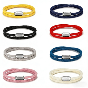 <span class=keywords><strong>Bracelet</strong></span> en corde milanaise à fermoir magnétique de haute qualité, double couche, en acier inoxydable, tissé à la main, décontracté, pour hommes et femmes - Product Image 1