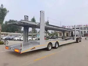 Özelleştirilmiş mobil araba taşıyıcı taşıma Tandem römork ile rampa çift katlı oto araba taşıyıcı yarı römork