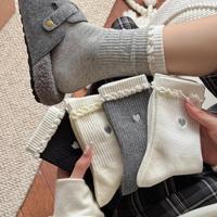 Chaussettes décontractées mi-mollet en coton/élasthanne tricotées, style printemps tendance, douces et confortables pour femme, avec logo, vente en gros directe usine