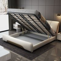 Meubles de chambre à coucher, design simple, prix de gros, cuir écologique personnalisé, lit king-size blanc crème luxueux pour filles, pour la maison