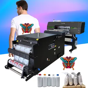 新款Yinstar荧光彩色3 i3200头聚酯薄膜dtf打印机荧光t恤打印机带摇粉机