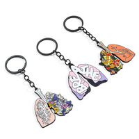Gantungan Kunci Organ Paru-paru Manusia Kreatif dengan Desain Bunga Kupu-kupu, Resin Alloy Metal Enamel - Gaya Imut Ringan