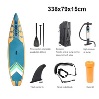 Planche de SUP gonflable SHENJIE 338*79*15cm en EVA, 2 couleurs au choix, charge maximale 160kg, système de ailerons 1+2, accessoire de paddleboard pour lacs