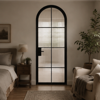Porte en verre moderne avec cadre en métal noir, porte intérieure en verre pour résidence, bureau, villa