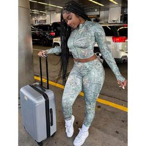 Ensemble deux pièces personnalisé 2026 pour femme, haut zippé à manches longues et pantalon, streetwear en tissu à mémoire de forme respirant toutes saisons - Product Image 2