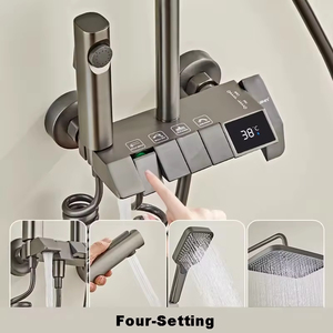 Hezee phòng tắm sang trọng treo tường thông minh màu trắng xám Đàn Piano LED hiển thị kỹ thuật số mưa máy bay phản lực Súng Vòi hoa sen đặt hệ thống vòi nước - Product Image 3