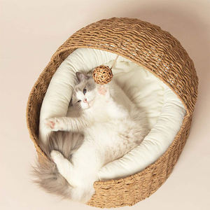 Neuheit: Süßer Haustier-Schlafkorb aus Seegras, Naturmaterial, faltbares Haustier-Zelt – Bestseller, Luxuriöse Betten für Haustiere - Product Image 5