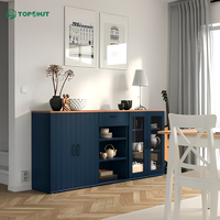 Projet de décoration intérieure d'appartement Topohut Factory : Meubles de salon bleu profond, mobilier commercial
