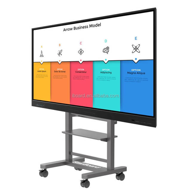 Interactive Touch Screen TV Panel Smart Boards 65 75 86 Inch Interactive Whiteboard Anti-Glare Tempered Glass 48MP Camera
