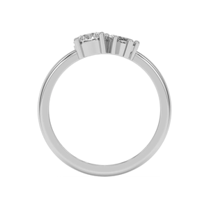 Solid 18K Gold Two Stone Engagement <b>Ring</b>, Round & Marquise Cut Prong Set Lab Grown Diamond Toi Et Moi Women Wedding Jewelry - Product Image 5