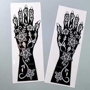 สติกเกอร์เฮนน่าแทททูแบบมือแกะสลักลายแบบกลวงสำหรับลายฉลุเฮนน่าแขนหลัง PVC ใช้ซ้ำได้ - Product Image 3
