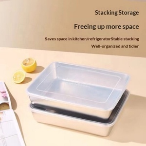 Boîtes à légumes modernes en acier inoxydable avec couvercle, contenants de rangement pour aliments et repas pour le camping - Product Image 5
