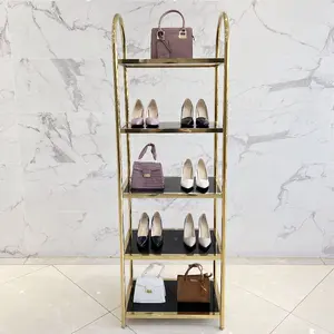 Organizador de sapatos para saco de roupa, aço inoxidável de luxo de 5 tier, sem suporte, durável, para loja de sapatos