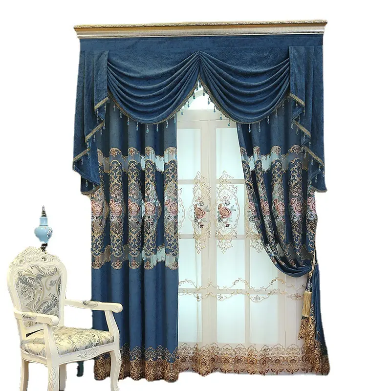 Hot sales in Europe and America style embroidered Chenille curtains