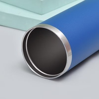 Logo personnalisé 20oz gobelet gravé au laser en poudre revêtement maigre en acier inoxydable droite thermique tasse à café tasse de voyage avec poignée