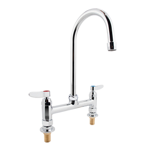 Grifo de Cocina Comercial de Latón Sólido de 6 Pulgadas con Cuello de Cisne Giratorio, Doble Manija, Montaje en Cubierta, Cromado Pulido, Grifo Rápido para Cocina - Product Image 2