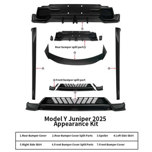 テスラ モデル Y ジュニパー 2025+ 用 ABS スポーツ フロントリップ サイドスカート リアディフューザー アップグレード アクセサリー ボディキット 卸売 - Product Image 3