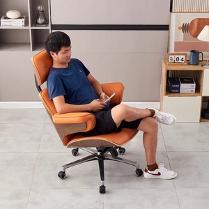 Silla de oficina ergonómica de estilo moderno, silla de presidente de negocios de cuero genuino, elevador de Material de espuma de malla de aluminio para el personal de Esports - Product Image 4