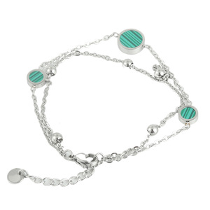 Silver Geometric <b>Beaded</b> <b>Bracelet</b> Zinc Alloy Round Shape Bezel Setting Fashion Jewelry <b>for</b> Women - Product Image 1