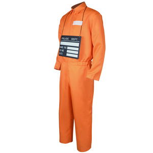 Costume de cosplay de prisonnier masculin, combinaison à manches longues, body, détenu orange, uniforme de fête pour adultes, déguisement de carnaval, tenue d'Halloween - Product Image 3