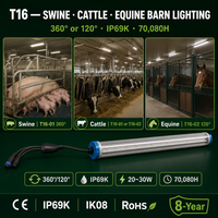 Lampu LED IP69K IK08 T16 160lm/W Efisiensi Tinggi 5000K Cahaya Siang Ra80 CRI Pencahayaan Peternakan Sapi Tahan Amonia Paduan Aluminium+PC