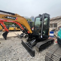 Miniexcavadora SANY SY35U Usada con Pocas Horas de Trabajo, 3.5 Toneladas, con Orugas Hidráulicas de Goma Duraderas para Uso Agrícola